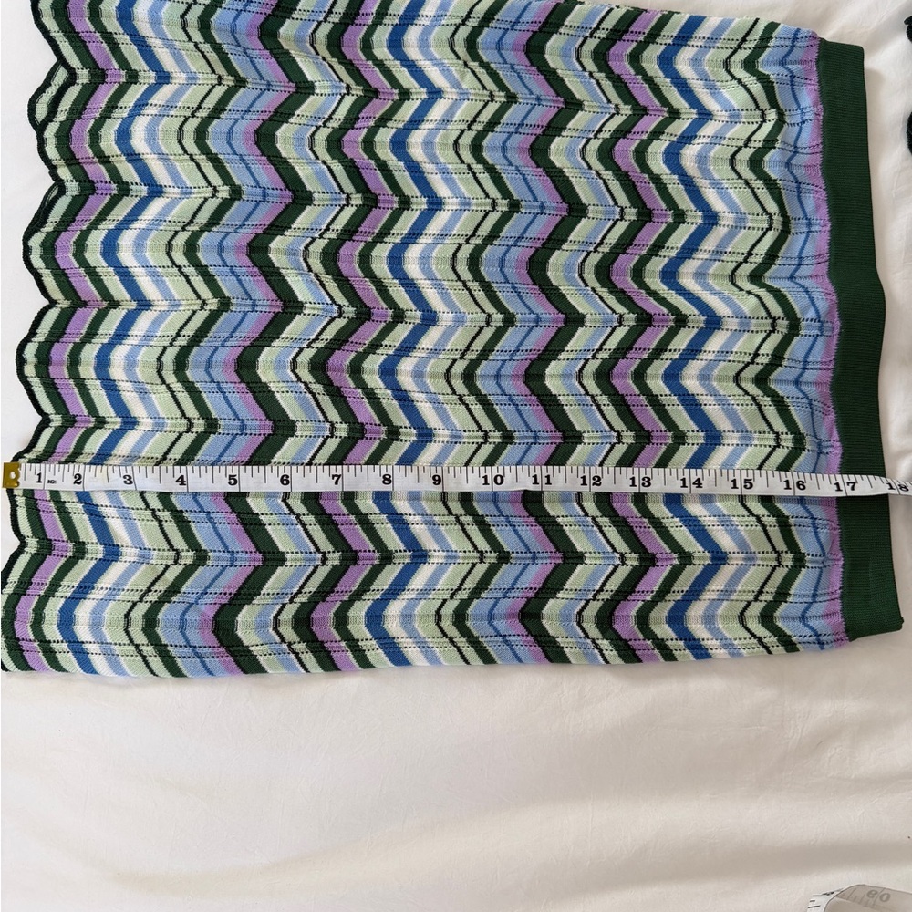 Torn Ronny Kobo Chevron Knit Two Piece Set Green Blue Crop Top Tank Skirt Small - Picture 10 of 11